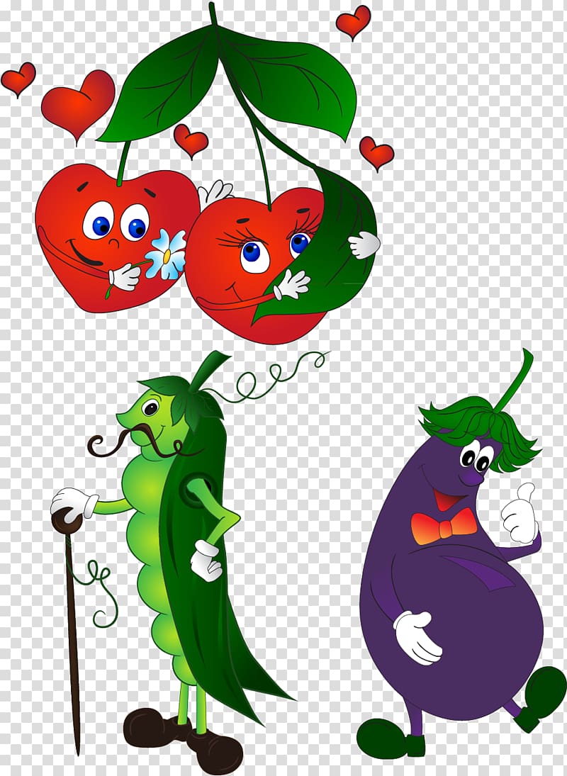Cartoon , Cherry Eggplant elements transparent background PNG clipart