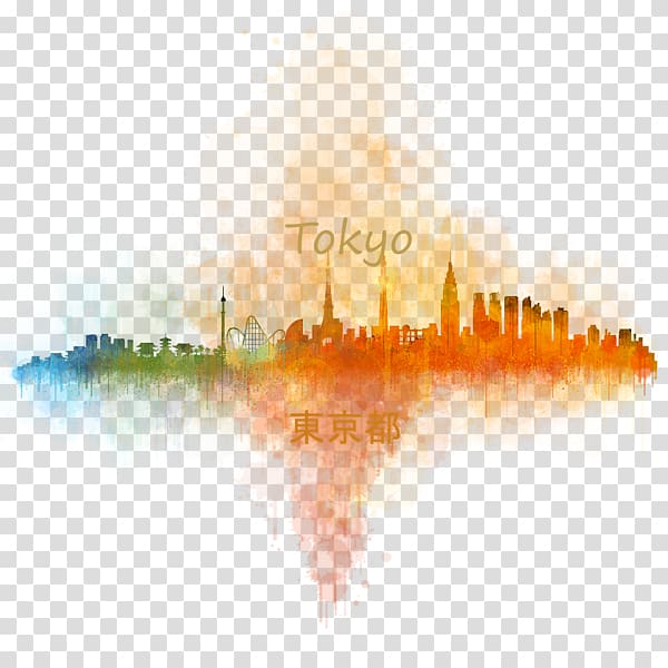 Watercolor painting Tokyo Skyline, tokyo transparent background PNG clipart