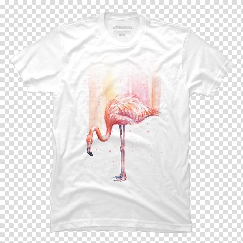 T-shirt Sleeve Bluza Pink M Neck, flamingos transparent background PNG clipart