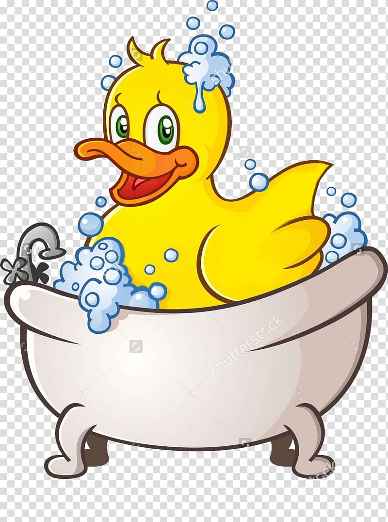 Bathtub Cartoon Bubble bath , Small yellow duck bubble bath transparent background PNG clipart