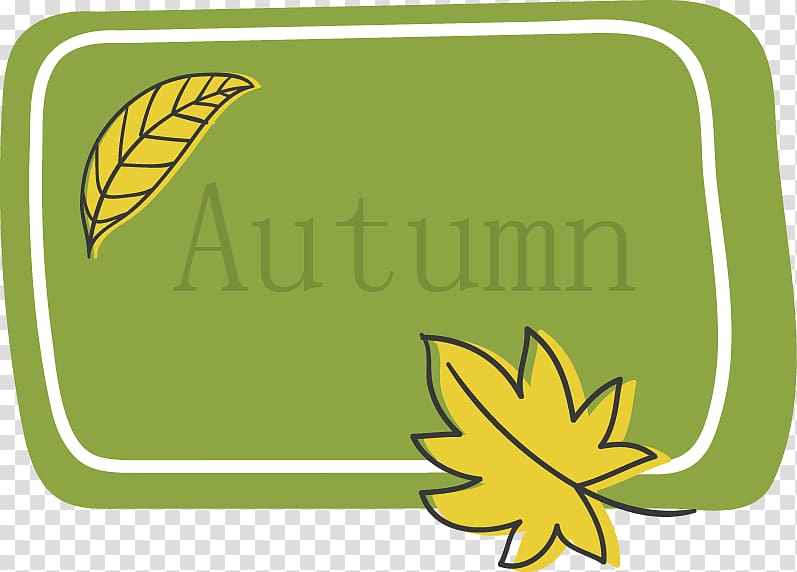 Green, Letters painted green background with yellow leaves in autumn transparent background PNG clipart