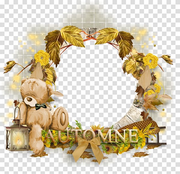Wreath frame Blog, Bear painted decorative wreath of leaves transparent background PNG clipart