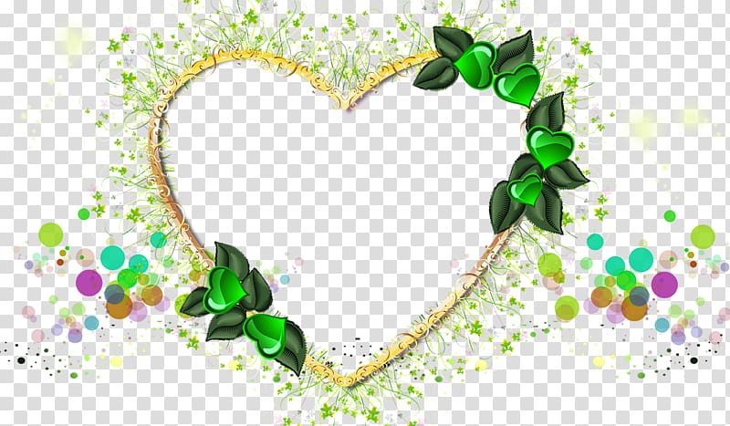 brown and green floral heart , Resource Computer file, Heart-shaped frame transparent background PNG clipart