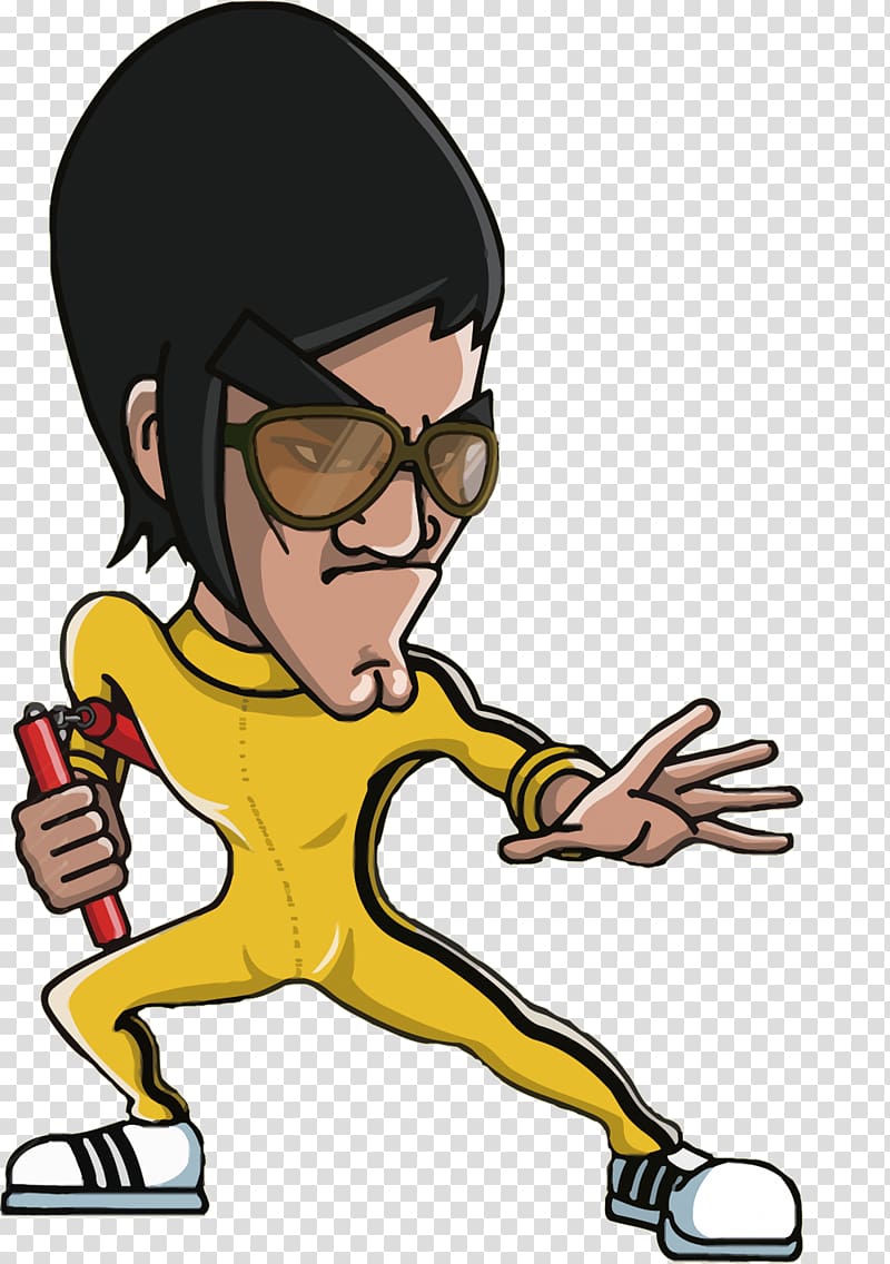 animated Bruce Lee , T-shirt Costume Kung fu Cartoon Cosplay, Cartoon Bruce Lee transparent background PNG clipart