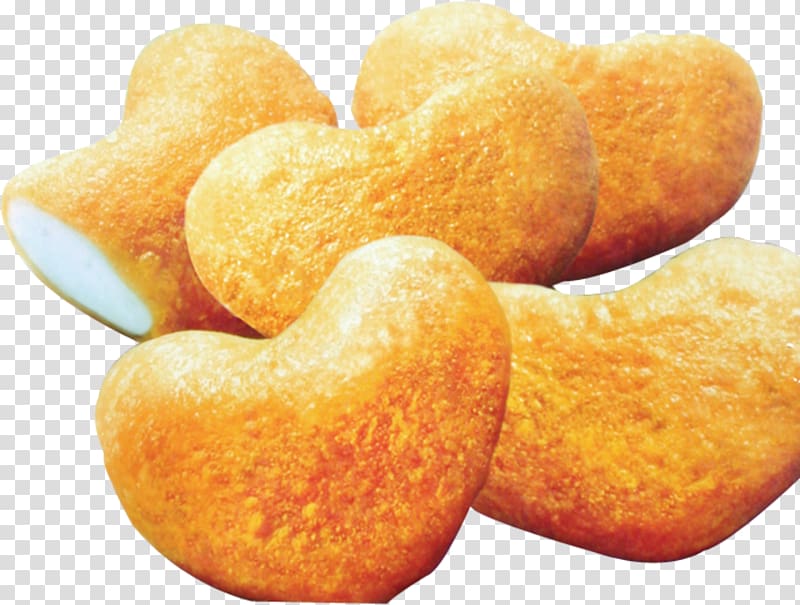 Chicken nugget Fried chicken Barbecue Junk food, Heart-shaped chicken nuggets transparent background PNG clipart