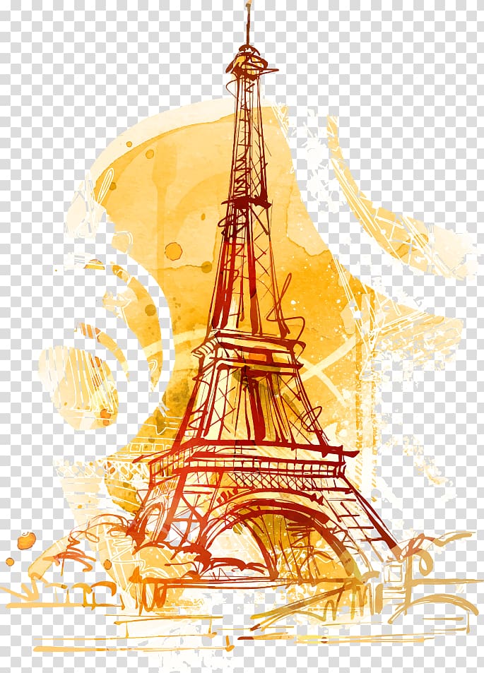 Eiffel Tower illustration, Statue of Liberty Eiffel Tower Arc de Triomphe Chrysler Building Illustration, illustration of the Eiffel Tower transparent background PNG clipart
