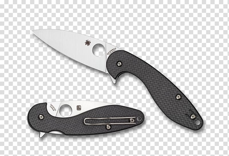 Knife CPM S30V steel Spyderco Carbon fibers, flippers transparent background PNG clipart