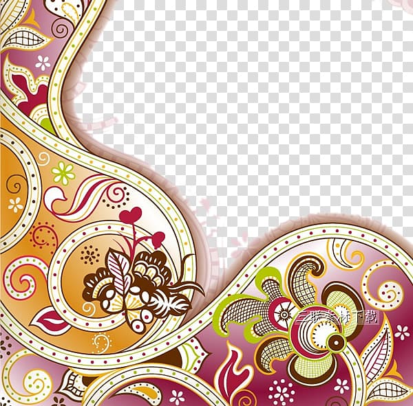 Euclidean Motif Ornament, Delicate floral lace transparent background PNG clipart