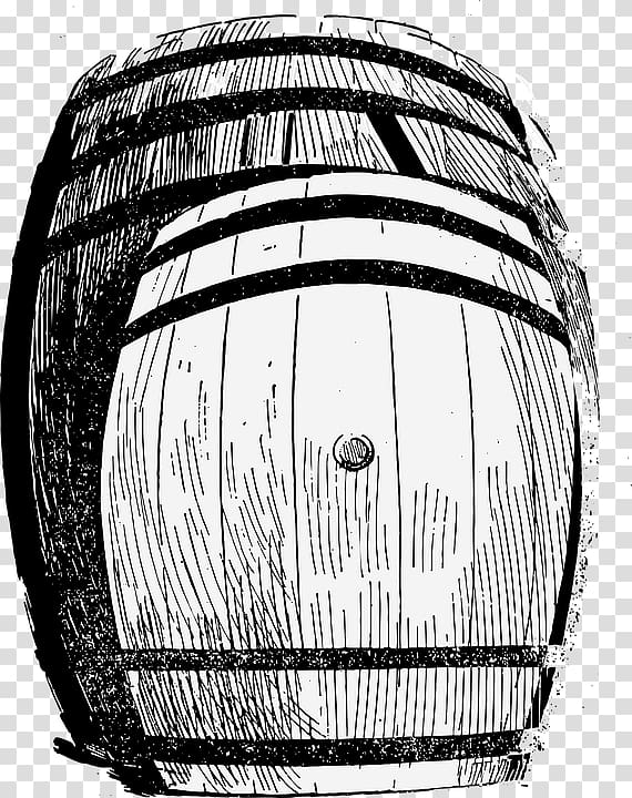 Whisky Wine Barrel Black and white Drawing, Sketch bucket transparent background PNG clipart