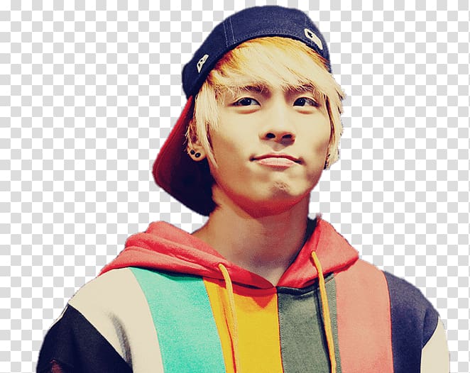 man wearing multicolored striped pullover hoodie, Kim Jong Hyun Colourful Jumper transparent background PNG clipart