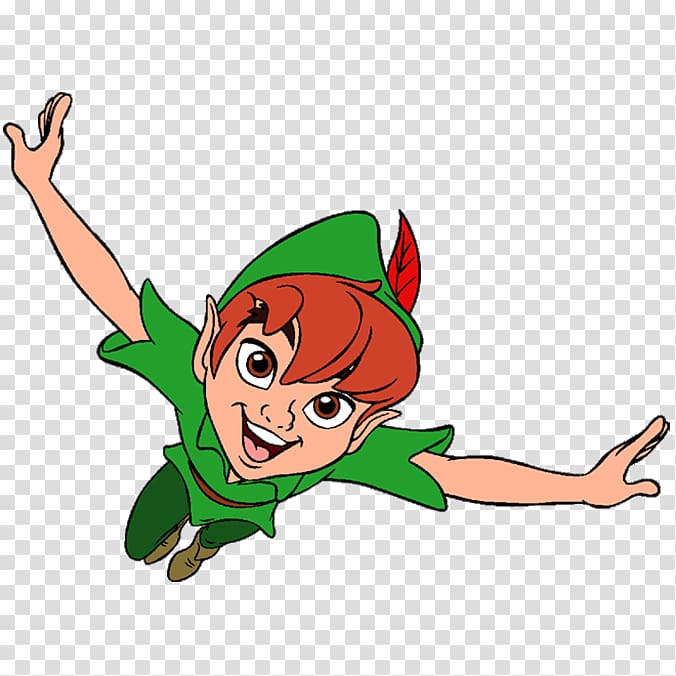 Peter Pan illustration, Peter Pan Captain Hook Peter and Wendy , Cartoon  flying Peter Pan transparent background PNG clipart | HiClipart