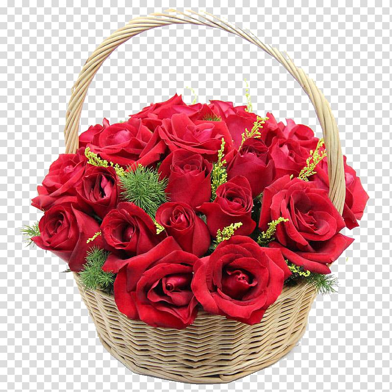 red roses on basket, Beach rose Flower, Rose flower basket transparent background PNG clipart