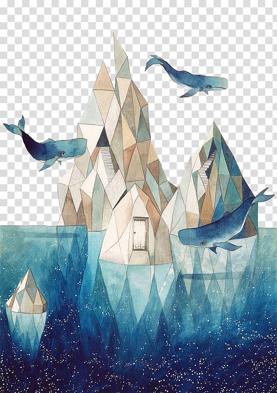Canvas print Art Drawing Watercolor painting Illustration, Cartoon whale Castle transparent background PNG clipart