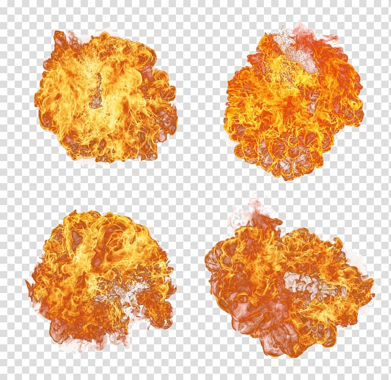 four orange flames, Explosion Fire Flame , Fireball transparent background PNG clipart