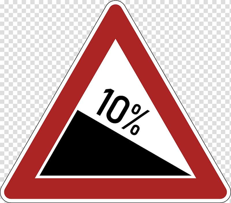 rocks fall down signage, 10% Slope Danger Warning Road Sign transparent background PNG clipart