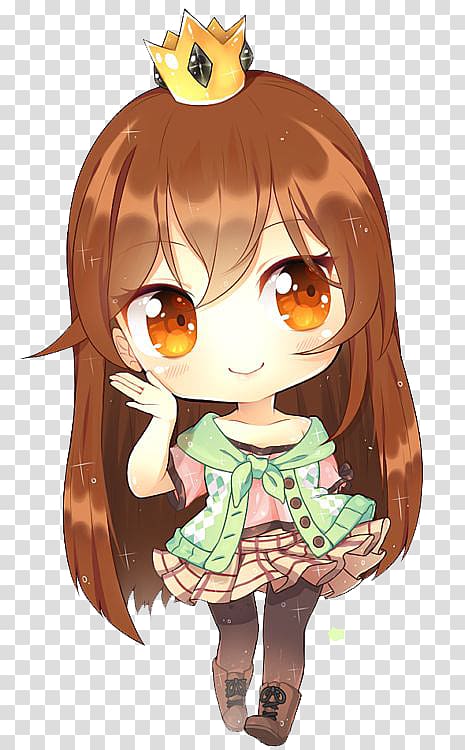 Chibi Female Anime Character Illustration Chibi Anime Kavaii Manga Drawing Green Shawl Skirt Girls Crown Transparent Background Png Clipart Hiclipart