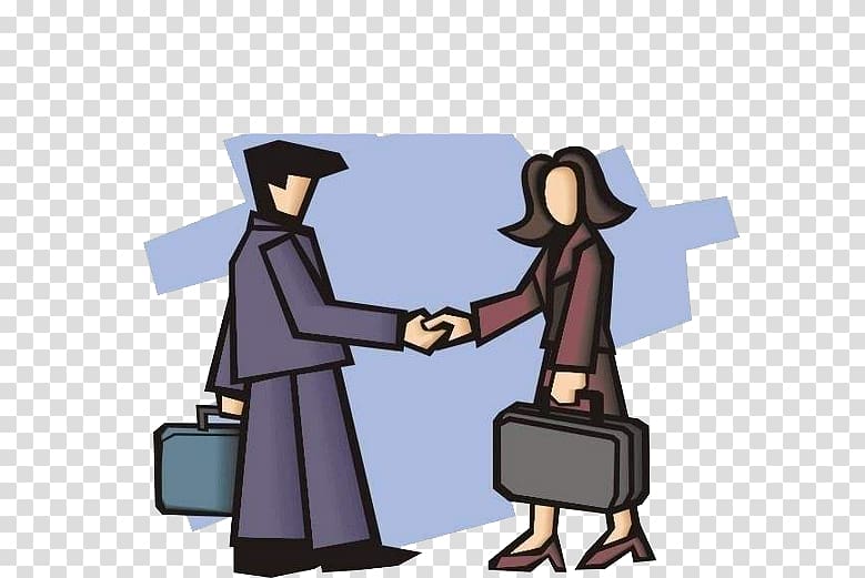 Handshake Cartoon, Men and women shake hands transparent background PNG clipart