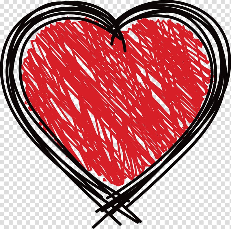 red heart illustration, Heart Doodle Drawing , Graffiti painted heart-shaped transparent background PNG clipart