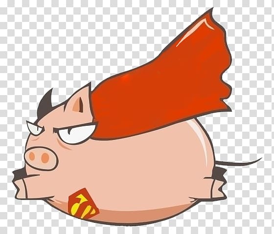 Superman Pig Cartoon , flying pings transparent background PNG clipart
