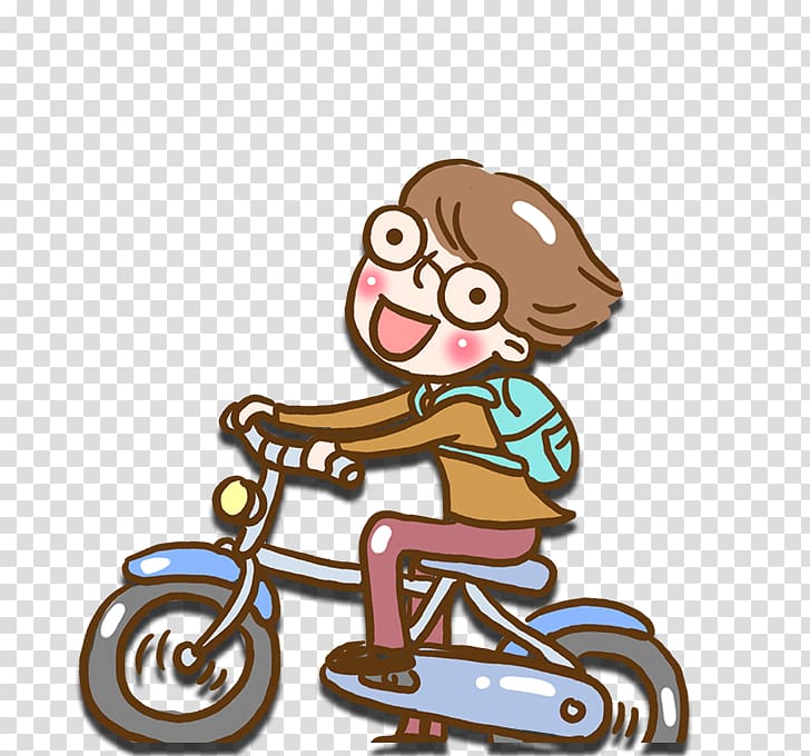Animation, Cartoon boy riding a bike decoration pattern transparent background PNG clipart