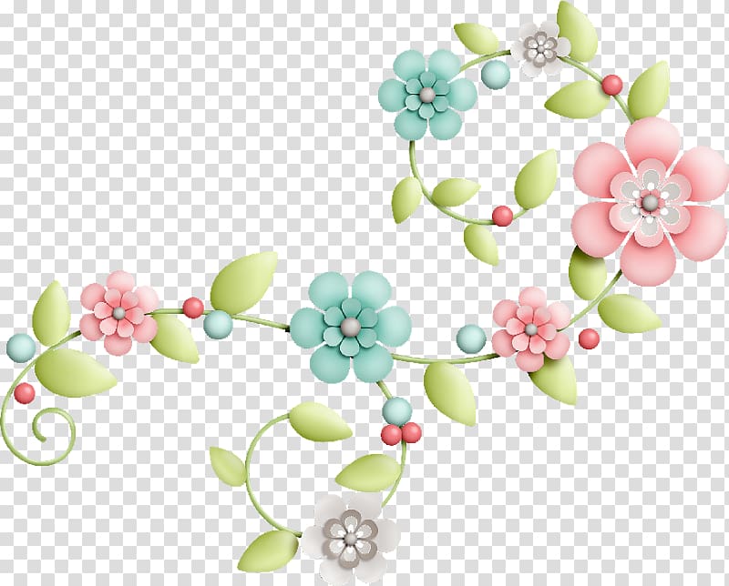 green, pink, and teal floral illustration, Flower Color Drawing Paper, pastel flower transparent background PNG clipart