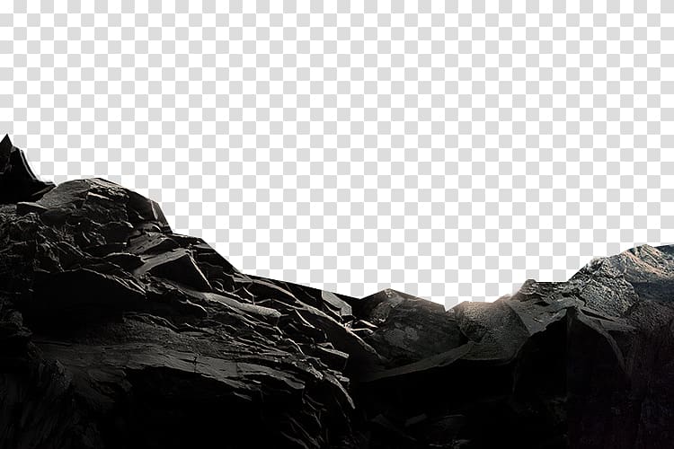 mountain illustration, Black and white Fundal Rock, Black rock cliff material transparent background PNG clipart