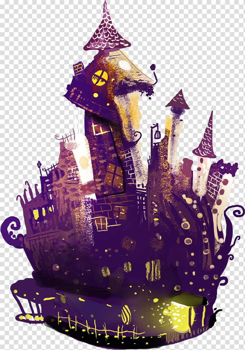 Halloween Boszorkxe1ny Illustration, Vintage Halloween Castle transparent background PNG clipart