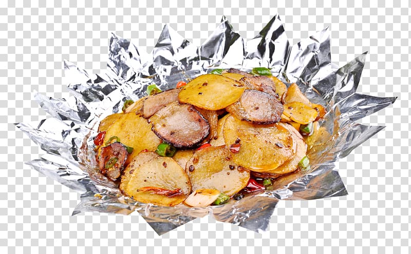 Potato wedges Teppanyaki Caridea Bacon, Potato slices bacon transparent background PNG clipart