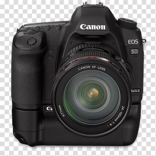 black Canon EOS 5D camera, digital camera cameras & optics single lens reflex camera, 5d front up bg transparent background PNG clipart