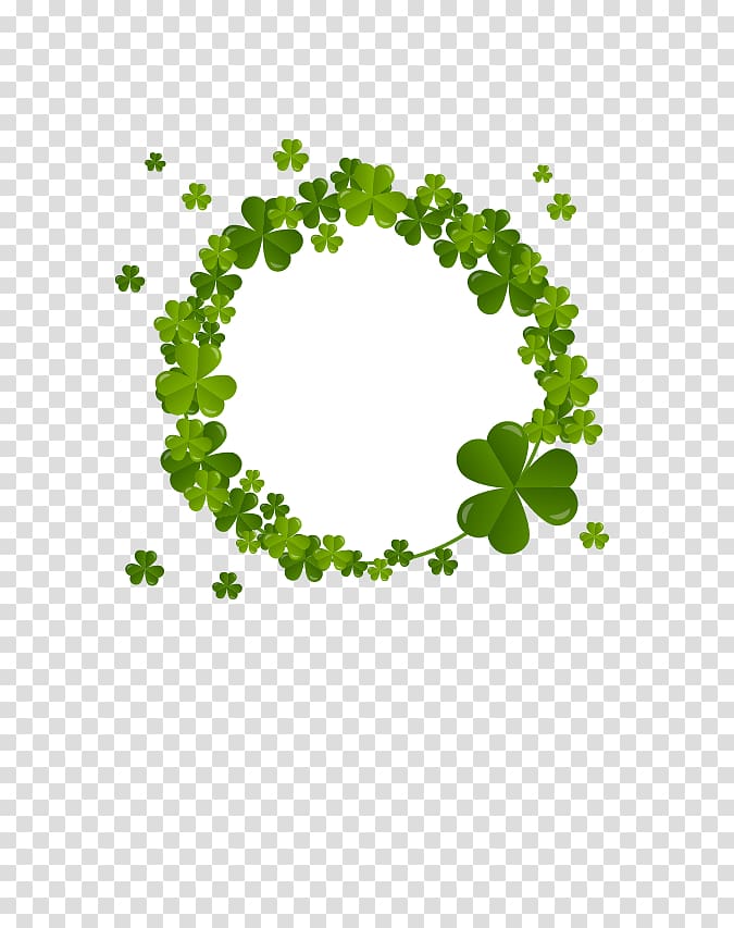 Four-leaf clover Shamrock Saint Patricks Day, Clover wreath transparent background PNG clipart