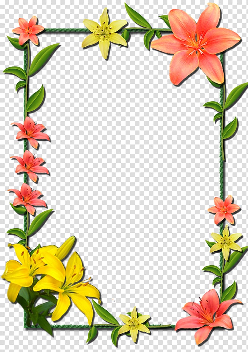 orange and lily flower border , Borders and Frames Frames Flower , flower frame transparent background PNG clipart
