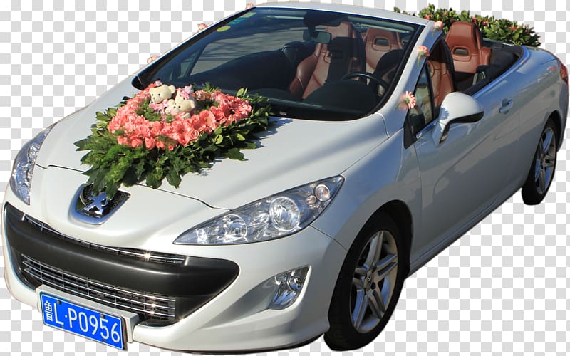 Peugeot 308 Car, Silver wedding car transparent background PNG clipart