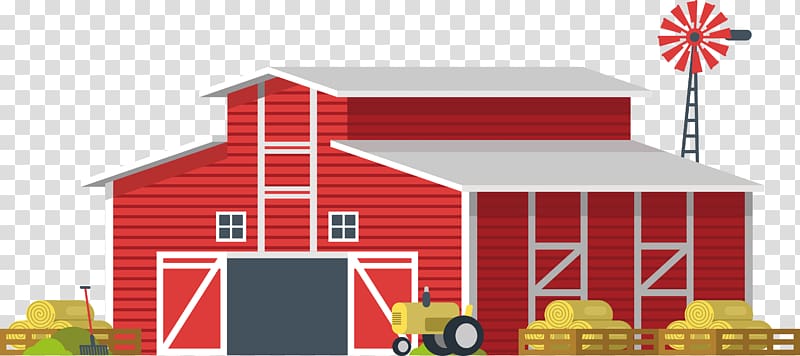 red and white wooden barn illustration, Barn Cartoon Farm Granary, Red country cartoon barn transparent background PNG clipart