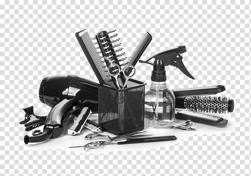 Scissors and hair dryer on table, Barber Comb Hairdresser ...