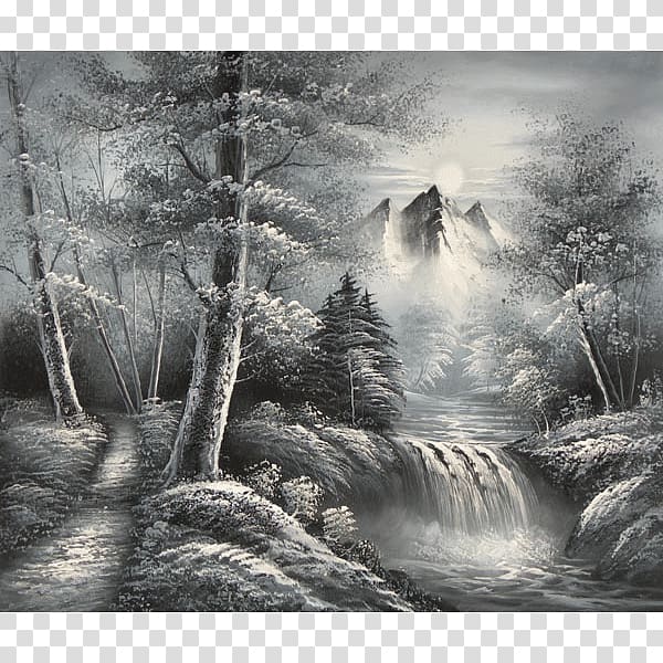 Black and white Oil painting , painting transparent background PNG clipart