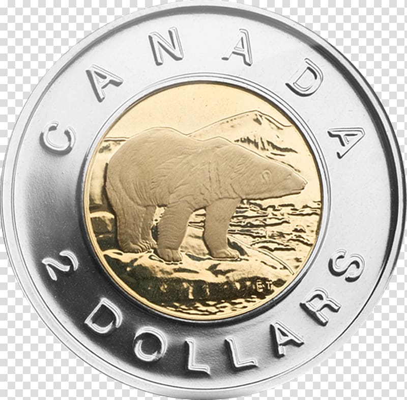 Canada Toonie Loonie Canadian dollar Royal Canadian Mint, silver coin transparent background PNG clipart