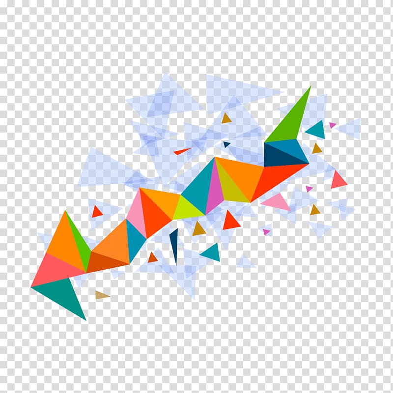 Color triangle, triangle mosaic pattern, multicolored abstract transparent background PNG clipart