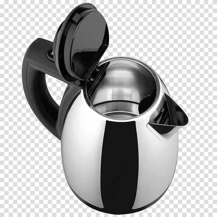 Electric kettle Burn Steam Electric heating, Silver grey open hot electric kettle transparent background PNG clipart