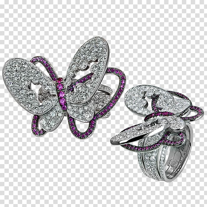 Butterfly Earring Jewellery Gemstone, flower ring transparent background PNG clipart