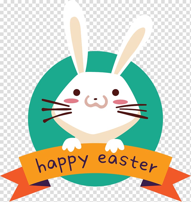 Easter Bunny Rabbit Easter egg , Cartoon white bunny label transparent background PNG clipart