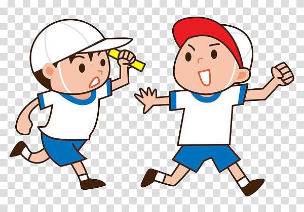 Relay race , The child in a hat passed the baton transparent background PNG clipart