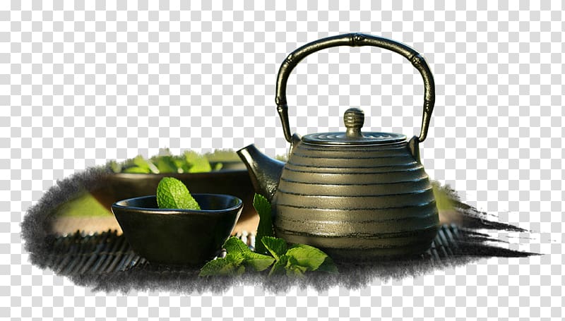 Green tea Earl Grey tea Maghrebi mint tea White tea, Tea set transparent background PNG clipart