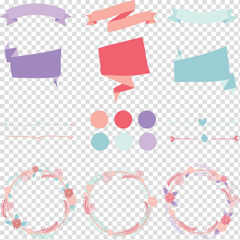 Adobe Illustrator , Cute cartoon style banners wreath transparent background PNG clipart