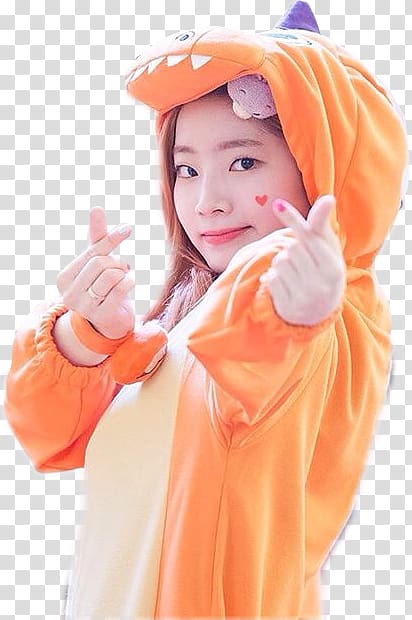 woman in orange costume, DAHYUN TWICE K-pop KNOCK KNOCK Singer, dahyun twice transparent background PNG clipart