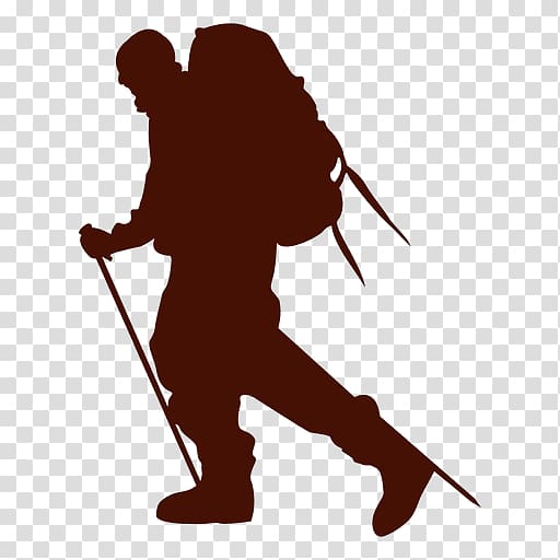 Hiking Silhouette Mountaineering, Silhouette transparent background PNG clipart