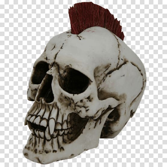 Skull Skeleton Punk rock Statue Figurine, skull transparent background PNG clipart