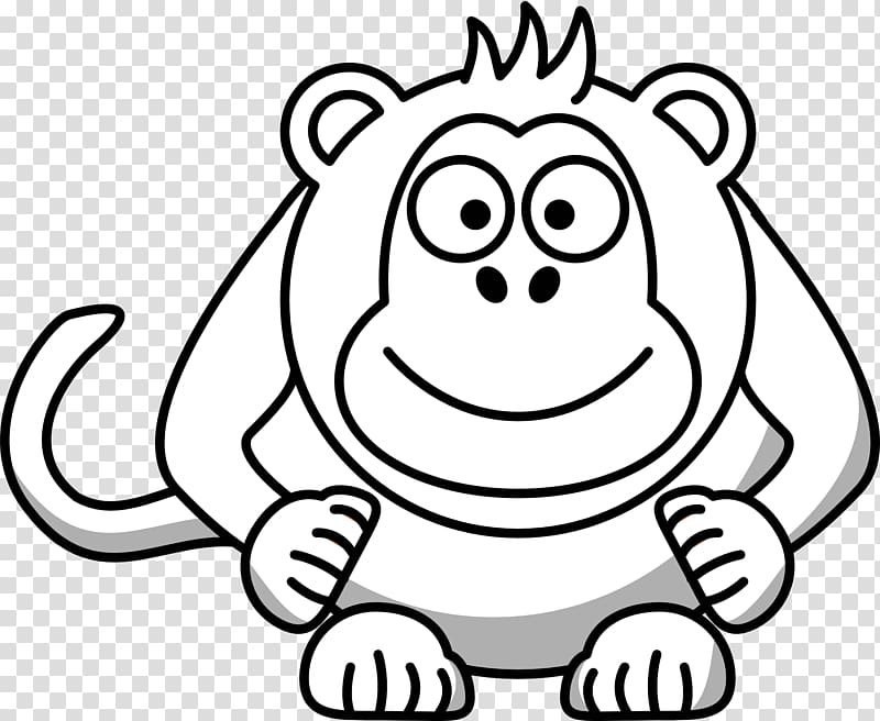 Baboons Monkey Black and white Drawing , White Cartoon transparent background PNG clipart