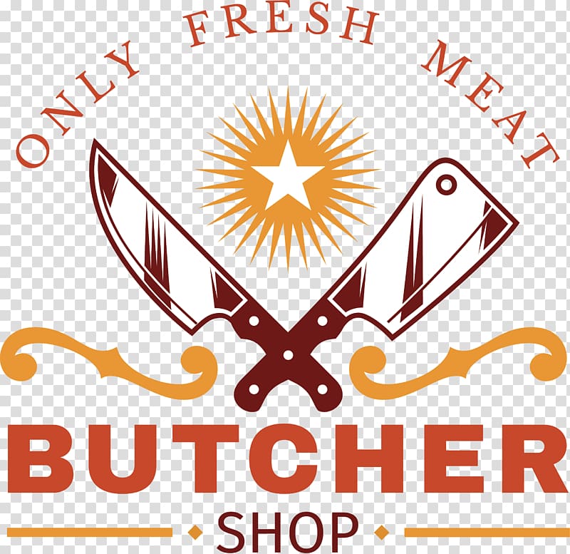 Butcher Shop logo, Kitchen knife Steak Meat Restaurant, Kitchen knife, restaurant, meat store, label transparent background PNG clipart