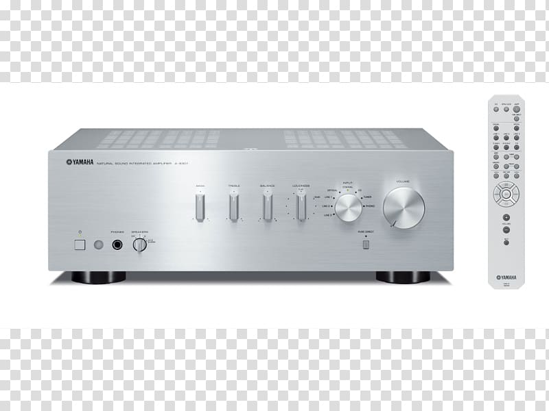 Integrated amplifier Audio power amplifier Stereo Amplifier Yamaha A-S501 2x 85 WSilver Yamaha A-S801 Yamaha Corporation, Integrated Amplifier transparent background PNG clipart
