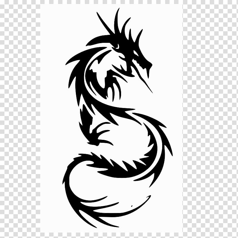 White dragon Tattoo Chinese dragon , Dragon Silhouette transparent background PNG clipart